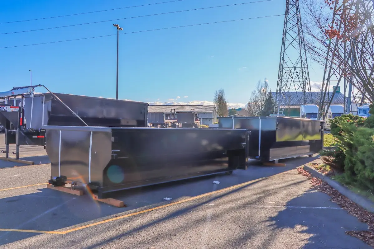 Roll-off dumpster ready for waste disposal at job site for Cleanout Dumpster Rental in Carney